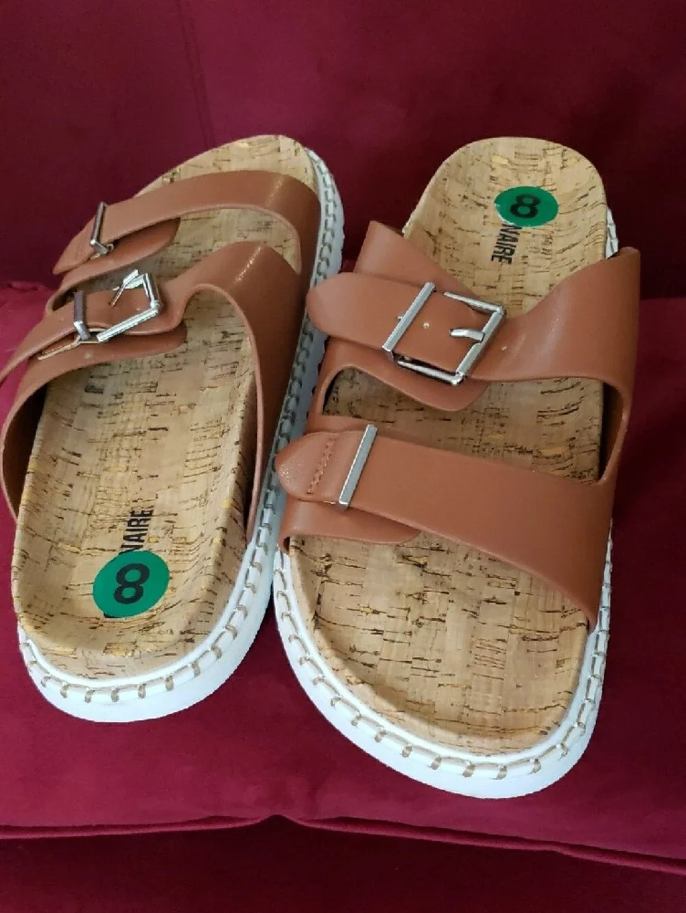 Cushionaire Women’s Double-Buckle Slide Sandals - Tan
